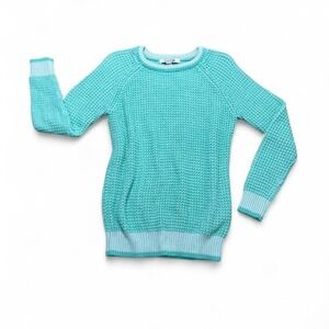 Forever 21 light teal green and white knitted sweater Size S Spring Easter vibe